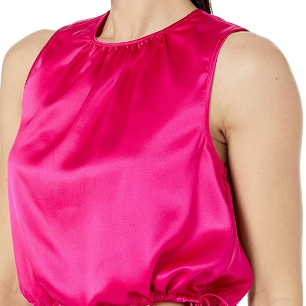 The Drop Women's Tanya Shirred Neck Bubble Tank, Hot Pink, XXS